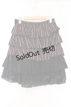 画像3: ALGONQUINS / レジメンタルストライプティアードスカート  ブラック O-26-03-09-041-AL-SK-IG-OS