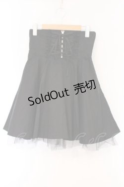 画像1: PEACE NOW / コルセット風フレアースカート M ブラック O-26-03-09-042-PU-SK-IG-OS