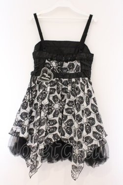 画像4: ALGONQUINS / バタフライプリントサイドレースアップワンピース  ブラック×ホワイト O-26-03-09-047-AL-OP-IG-OS