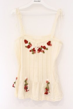 画像1: PINK HOUSE / フラワーあみぐるみニットキャミソール  シロ O-26-03-09-059-LO-TO-IG-OS