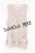 PINK HOUSE / 苺ニットモチーフ付き前開きニットベスト  ピンク O-26-03-09-064-LO-TO-IG-OS