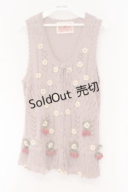 画像1: PINK HOUSE / 苺ニットモチーフ付き前開きニットベスト  ピンク O-26-03-09-064-LO-TO-IG-OS