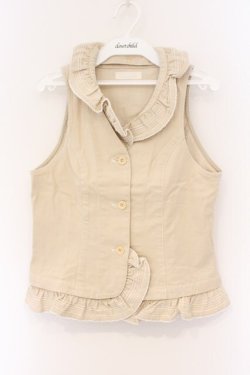 画像1: PINK HOUSE / タックフリルベスト  アイボリー O-26-03-09-065-LO-TO-IG-OS