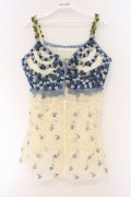 PINK HOUSE / フラワーモチーフレースキャミソール  アイボリー×ブルー O-26-03-09-067-LO-TO-IG-OS