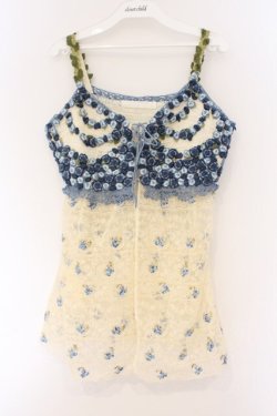 画像1: PINK HOUSE / フラワーモチーフレースキャミソール  アイボリー×ブルー O-26-03-09-067-LO-TO-IG-OS