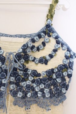 画像2: PINK HOUSE / フラワーモチーフレースキャミソール  アイボリー×ブルー O-26-03-09-067-LO-TO-IG-OS