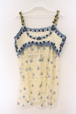 画像4: PINK HOUSE / フラワーモチーフレースキャミソール  アイボリー×ブルー O-26-03-09-067-LO-TO-IG-OS