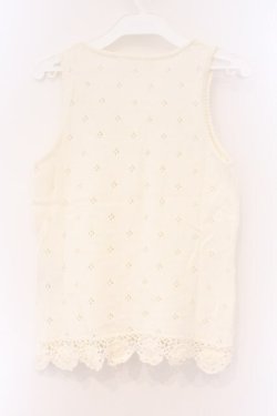 画像4: PINK HOUSE / モチーフつき透かしタンクトップ  シロ O-26-03-09-070-LO-TO-IG-OS