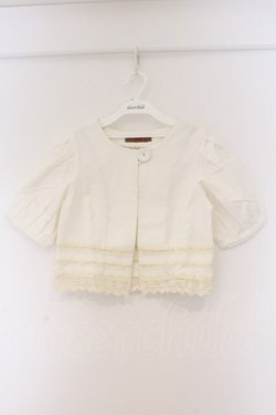 画像1: PINK HOUSE / 透かしレースビッグボタンボレロ  シロ O-26-03-09-073-LO-JA-IG-OS