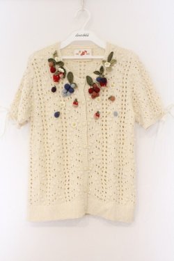 画像1: PINK HOUSE / フルーツ編みカーディガン  アイポリー O-26-03-09-074-LO-TO-IG-OS