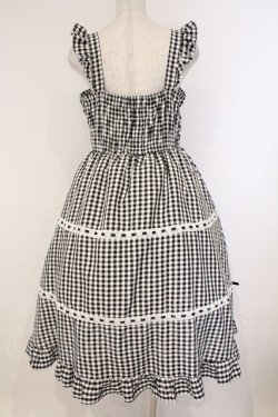 画像3: Cherirulu Chocola / ギンガムチェックジャンパースカート L クロ×シロ O-26-03-09-012-GO-OP-IG-OS