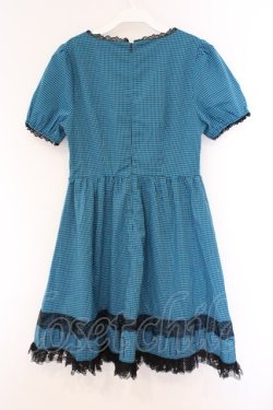 画像3: NieR Clothing / レースアップギンガムワンピース  ブルー×ブラック O-26-03-09-021-PU-OP-IG-OS