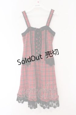 画像1: axes femme / タータンチェックフリルタックワンピース  アカ O-26-03-09-023-AX-OP-IG-OS