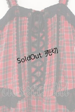 画像2: axes femme / タータンチェックフリルタックワンピース  アカ O-26-03-09-023-AX-OP-IG-OS