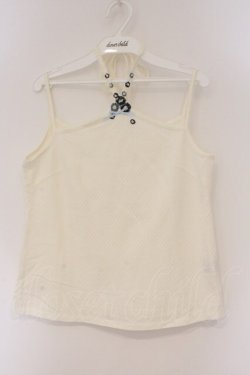 画像1: PINK HOUSE / フラワーモチーフホルターキャミソール  シロ×ネイビー O-26-03-10-028-LO-TO-IG-OS