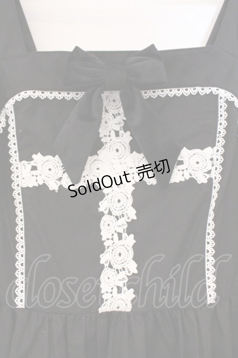 画像2: Eri Aino's collaboration / TTAINリボンレースジャンパースカート L クロ O-26-03-10-040-PU-OP-OW-OS (2)