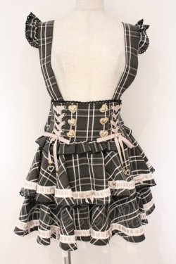 画像1: LIZ LISA / はしごリボンチェックティアードスカパン  クロ O-26-03-10-055-LO-SK-IG-OS