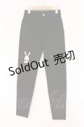 NieR Clothing / 刺繍DESIGN FAKE ZIPPER STYLISH PANTS【CRY RABBIT】　パンツ  ブラック O-26-03-10-082-PU-PA-IG-OS