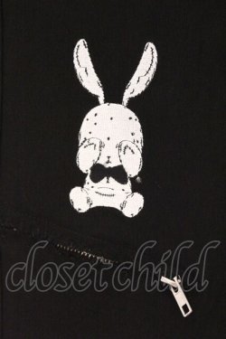 画像2: NieR Clothing / 刺繍DESIGN FAKE ZIPPER STYLISH PANTS【CRY RABBIT】　パンツ  ブラック O-26-03-10-082-PU-PA-IG-OS