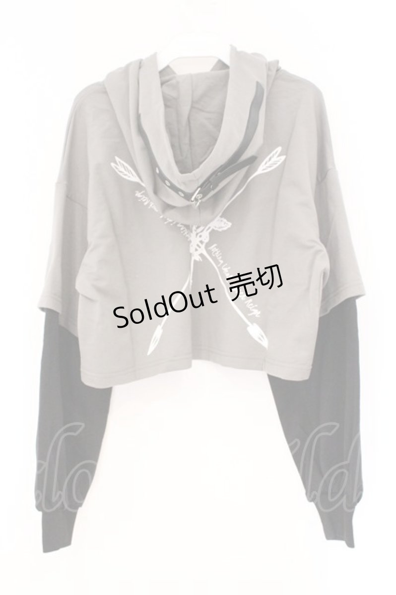 画像3: NieR Clothing / 装飾付きBI-COLOR FAKE LAYERED SHORT PARKA パーカー  カーキグリーン系×ブラック O-26-03-10-083-PU-TO-IG-OS (3)