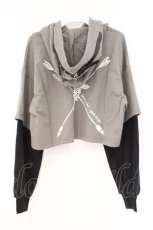 画像3: NieR Clothing / 装飾付きBI-COLOR FAKE LAYERED SHORT PARKA パーカー  カーキグリーン系×ブラック O-26-03-10-083-PU-TO-IG-OS (3)