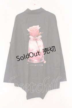 画像1: NieR Clothing / バックプリントシャツ  ブラック×ピンク ローズ O-26-03-10-084-PU-BL-IG-OS