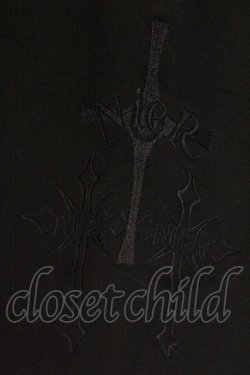 画像2: NieR Clothing / ZIP UPロングパーカー  ブラック クロス刺繍 O-26-03-10-090-PU-TO-IG-OS