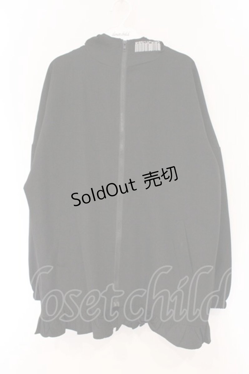 画像1: NieR Clothing / 裾フリルZIP OUTER【DESIGN刺繍】パーカー  ブラック O-26-03-10-095-PU-TO-IG-ZT526 (1)