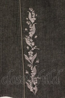 画像2: PINK HOUSE / すずらん刺繍デニムスカート L クロ O-26-03-10-107-LO-SK-IG-OS