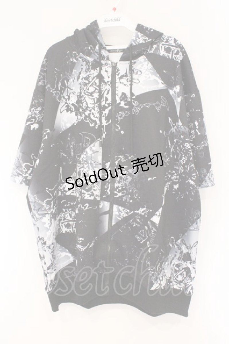 画像1: NieR Clothing / 転写ptハーフZIPプルオーバー  ブラック×ホワイト O-26-03-10-109-PU-TO-IG-OS (1)