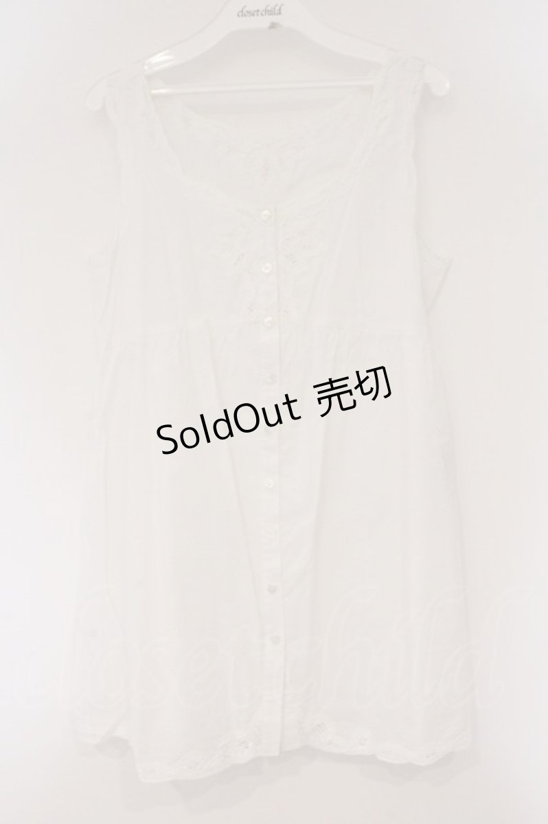 画像1: PINK HOUSE / レース配色ノースリーブブラウス  シロ O-26-03-10-010-LO-TO-IG-OS (1)