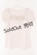 PINK HOUSE / カットワークレーススリーブTシャツ  ピンク O-26-03-10-016-LO-TO-IG-OS