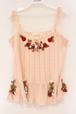 画像1: PINK HOUSE / フラワーあみぐるみニットキャミソール  ピンク O-26-03-10-022-LO-TO-IG-OS