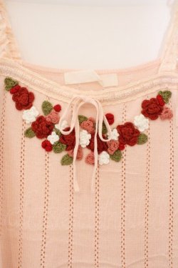 画像2: PINK HOUSE / フラワーあみぐるみニットキャミソール  ピンク O-26-03-10-022-LO-TO-IG-OS
