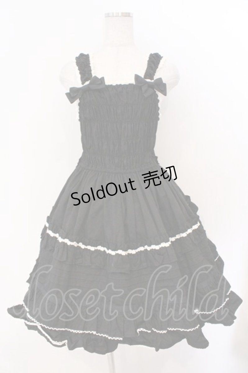 画像1: BABY,THE STARS SHINE BRIGHT / シャーリングジャンパースカート  クロ×シロ O-26-03-11-037-BA-OP-OW-OS (1)