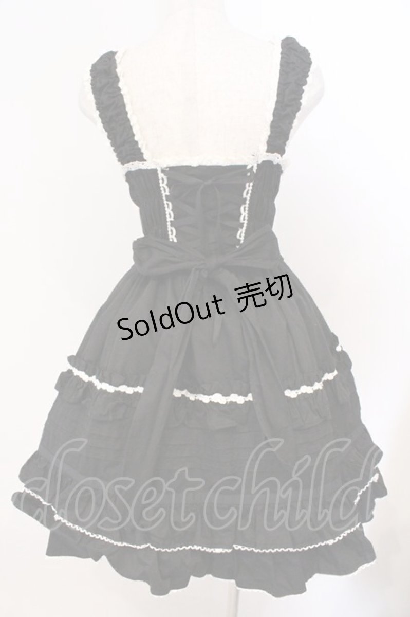 画像4: BABY,THE STARS SHINE BRIGHT / シャーリングジャンパースカート  クロ×シロ O-26-03-11-037-BA-OP-OW-OS (4)