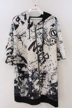 画像1: NieR Clothing / 転写pt半袖パーカー F ホワイト×スプラッシュプリント O-26-03-11-043-PU-TO-OW-OS