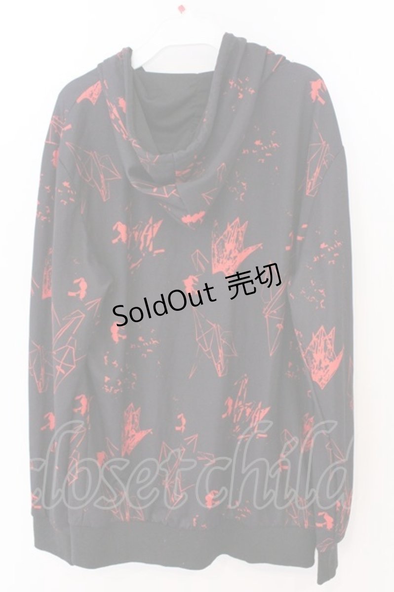 画像3: NieR Clothing / 転写ジップパーカー F ブラック×レッド折り鶴柄 O-26-03-11-044-PU-BL-OW-OS (3)