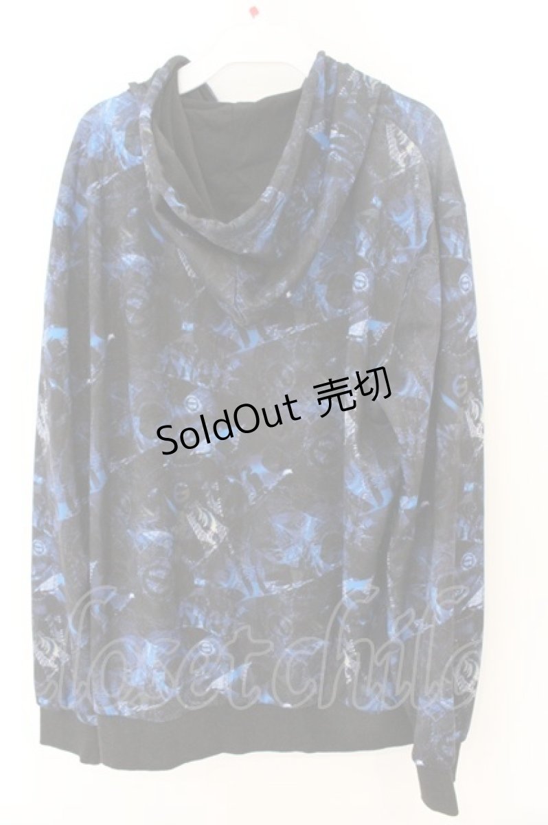 画像4: NieR Clothing / 転写ジップパーカー F ブラック×ブルーロゴ柄 O-26-03-11-046-PU-BL-OW-OS (4)