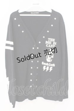画像1: HELL CAT PUNKS / スカルプリントスタッズカーディガン L ブラック O-26-03-11-054-PU-TO-YM-OS