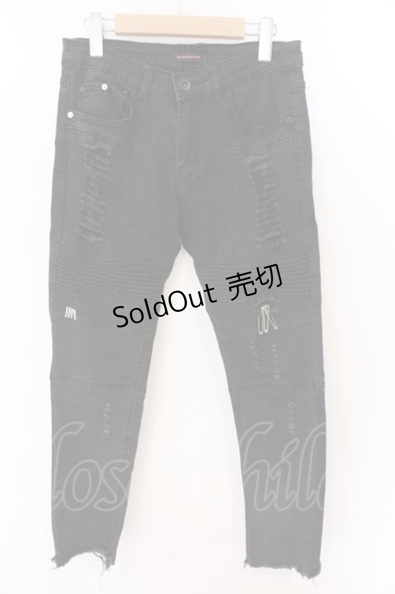 画像1: ALGONQUINS / デストロイバイカーデニムスキニーパンツ M ブラック O-26-03-11-059-AL-PA-YM-ZT527 (1)