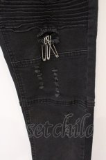 画像2: ALGONQUINS / デストロイバイカーデニムスキニーパンツ M ブラック O-26-03-11-059-AL-PA-YM-ZT527 (2)