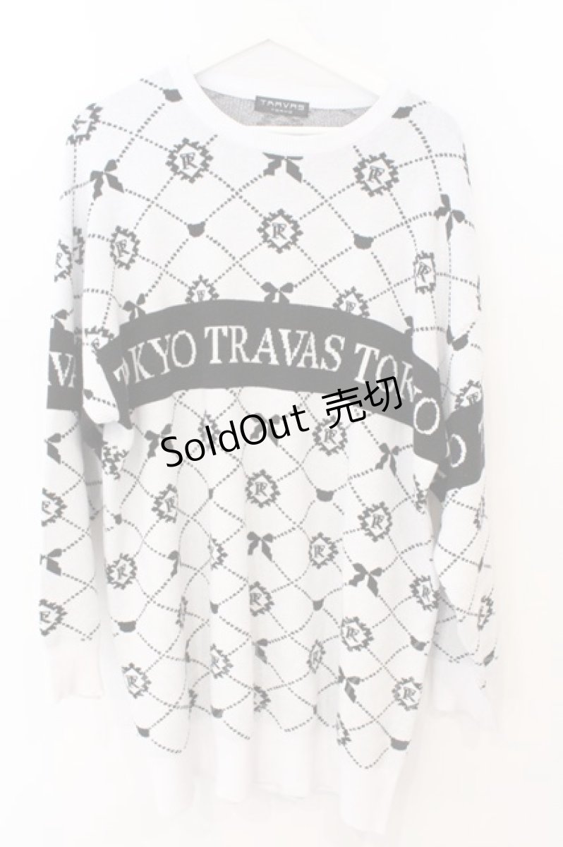 画像1: TRAVAS TOKYO / ロゴ総柄ジャガードニットプルオーバー F ホワイト O-26-03-11-067-PU-TO-YM-OS (1)