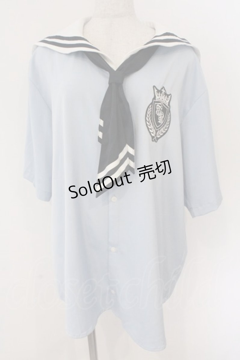 画像1: TRAVAS TOKYO / セーラーカラーシャツ F サックス O-26-03-11-068-PU-TO-YM-ZT527 (1)