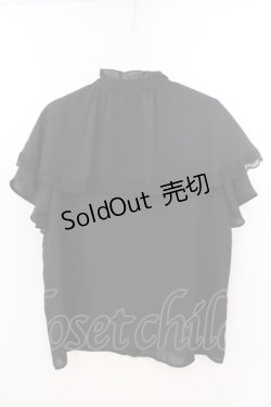 画像2: axes femme POETIQUE / ケープ半袖ブラウス M クロ O-26-03-11-074-AX-BL-OW-OS