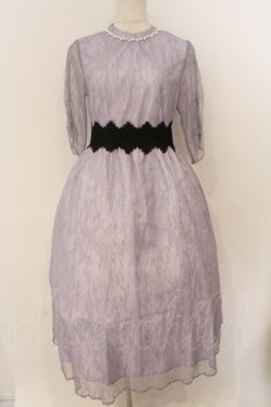 画像1: axes femme / 配色ベルト付総レースドレス F ラベンダー O-26-03-11-078-AX-OP-OW-OS