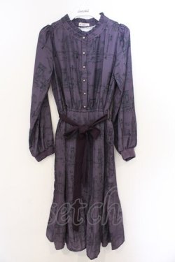 画像1: axes femme / 扉と街灯柄ワンピース F パープル O-26-03-11-079-0-OP-OW-OS