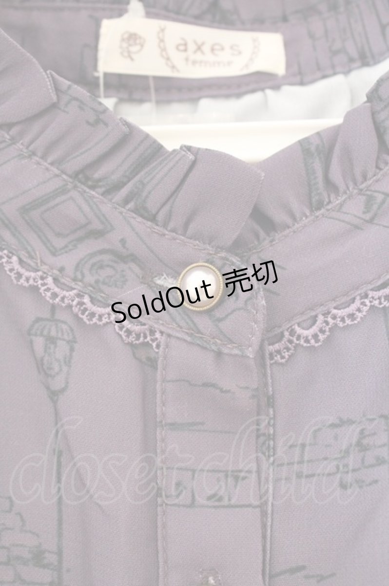 画像2: axes femme / 扉と街灯柄ワンピース F パープル O-26-03-11-079-0-OP-OW-OS (2)