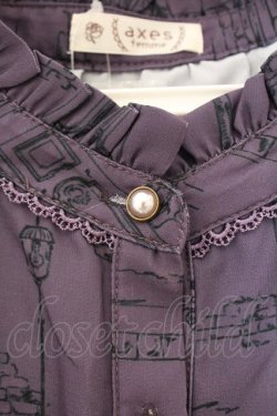 画像2: axes femme / 扉と街灯柄ワンピース F パープル O-26-03-11-079-0-OP-OW-OS