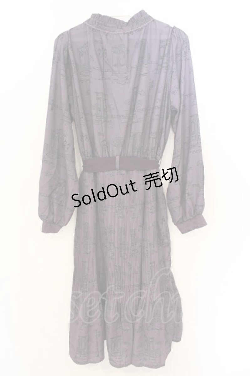 画像4: axes femme / 扉と街灯柄ワンピース F パープル O-26-03-11-079-0-OP-OW-OS (4)